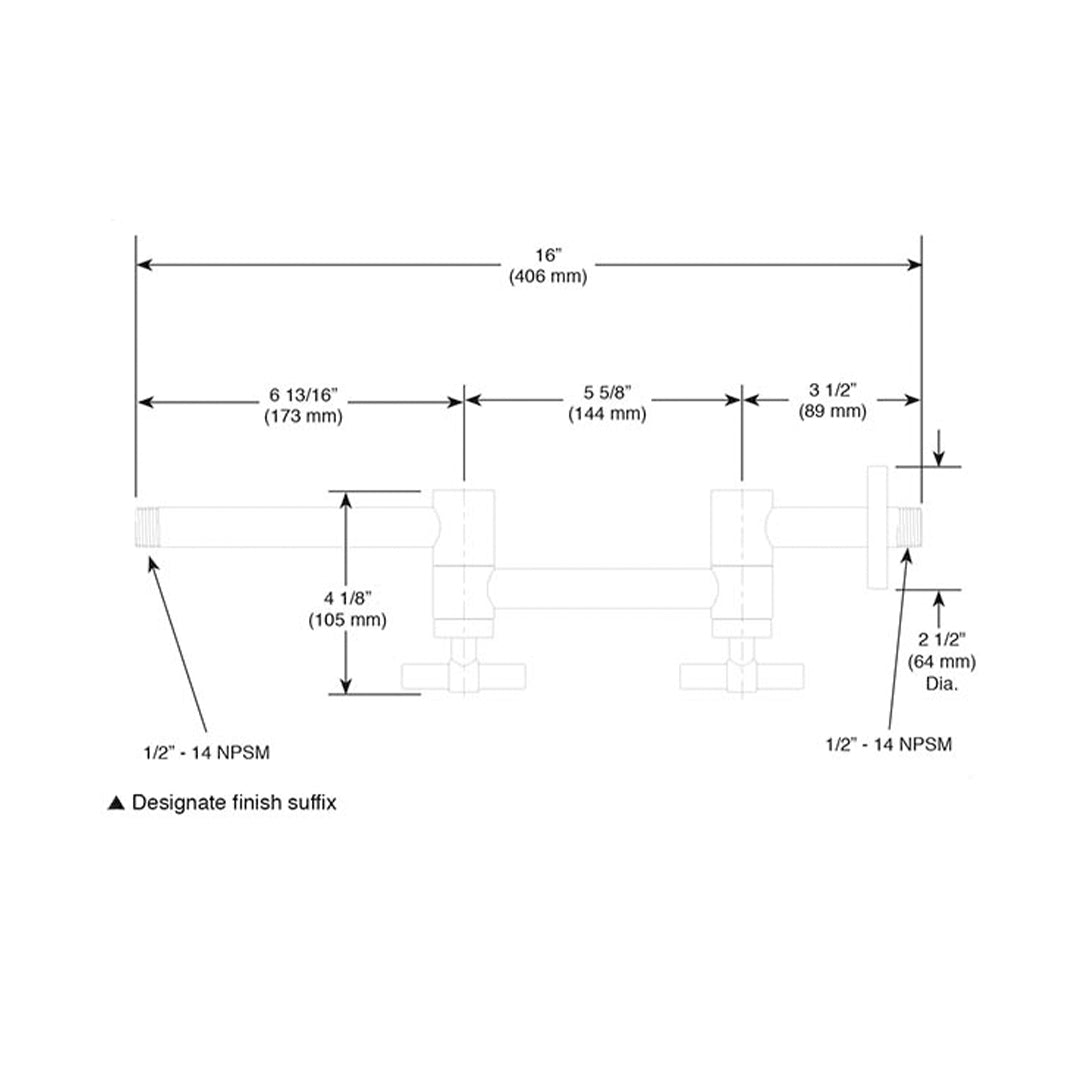 Tubo A Pared O A Techo 16" Cromo Litze