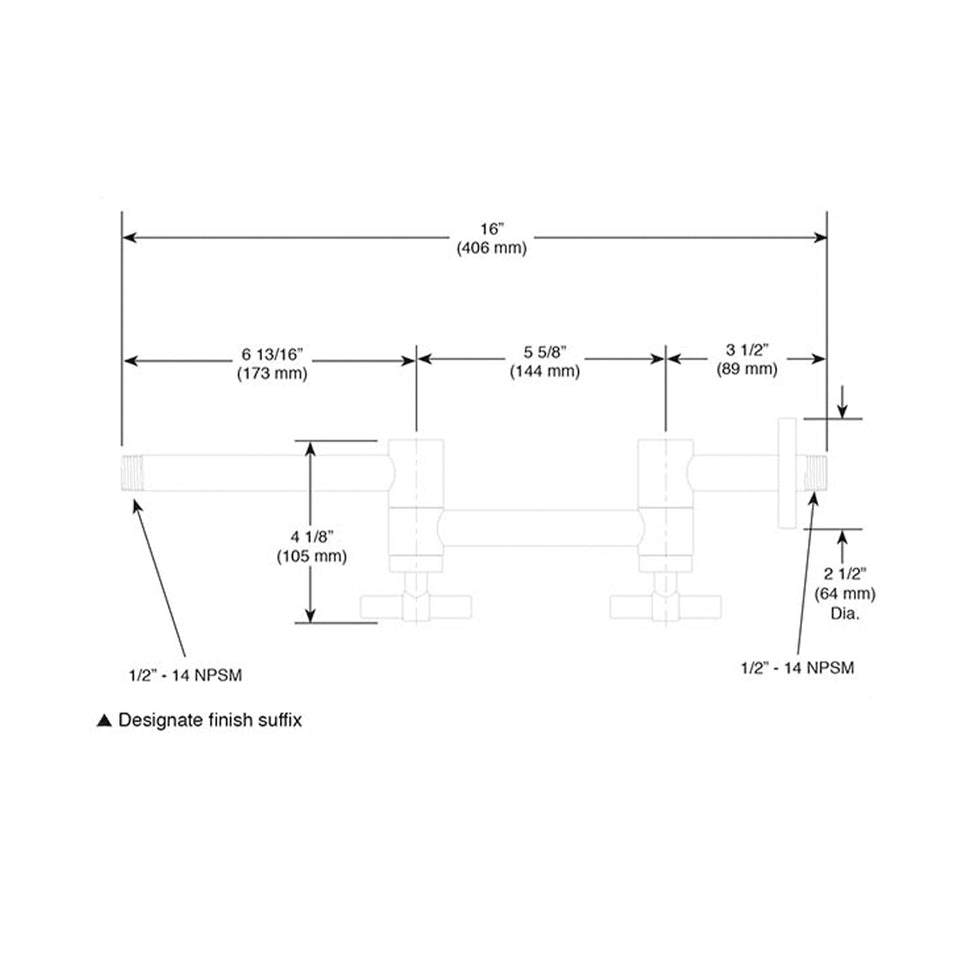 Tubo A Pared O A Techo 16" Cromo Litze