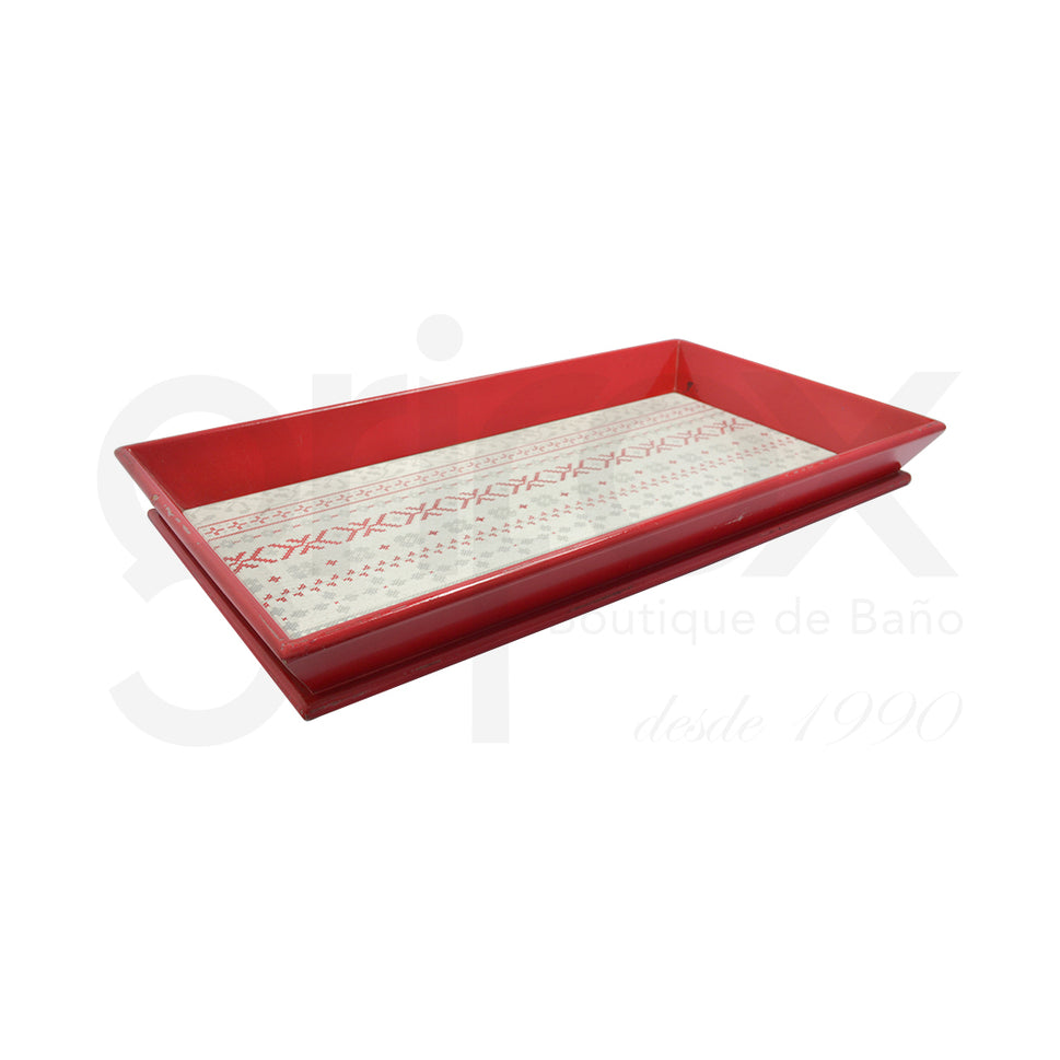 Bandeja Rectangular C/Vidrio Roja