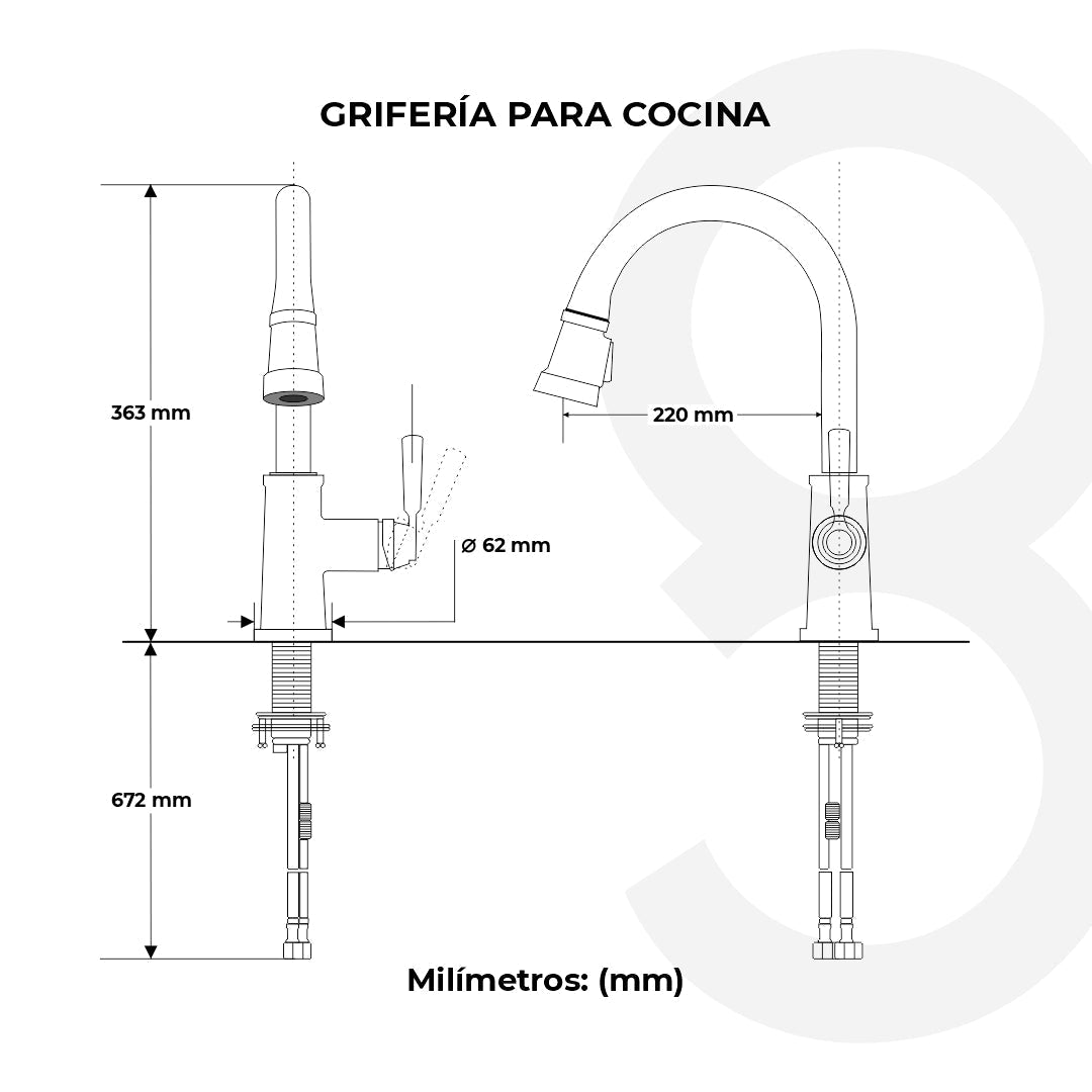 Grifería De Cocina Con Cabeza Extraíble