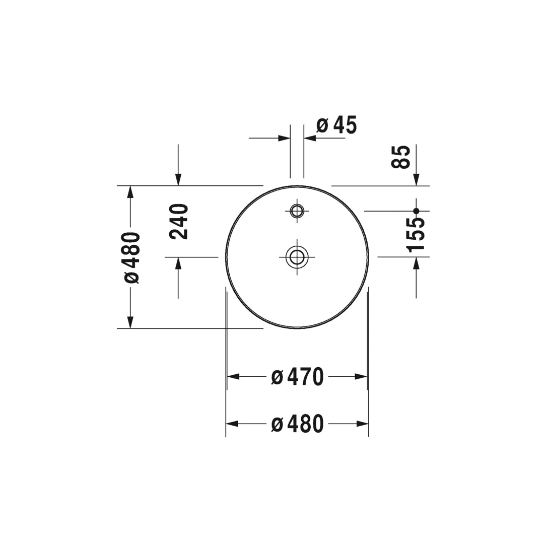 Lavamanos De Sobreponer Redondo C/Perforacion 480Mm Cape Cod