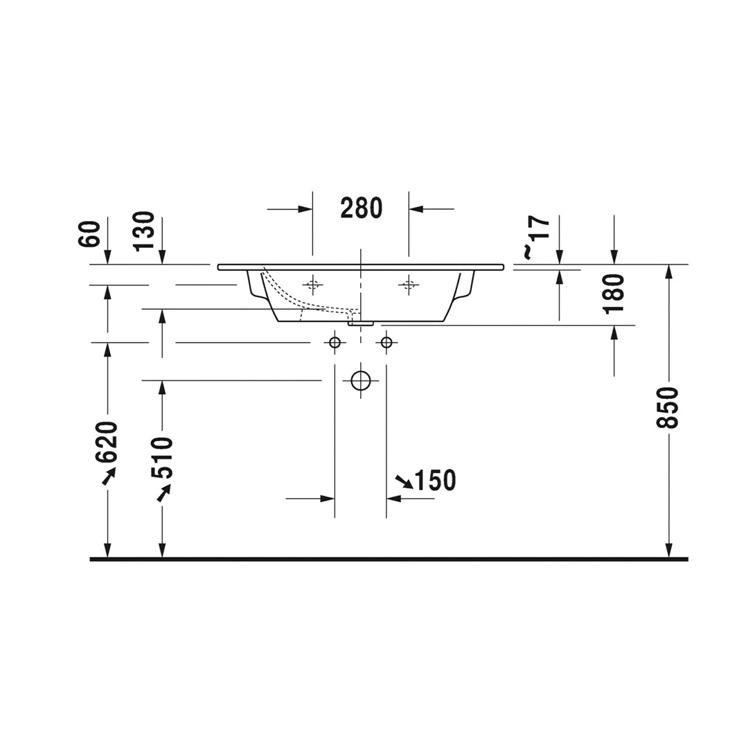 Lavamanos Para Mueble 830*490Mm C/Perforacion Me By Starc