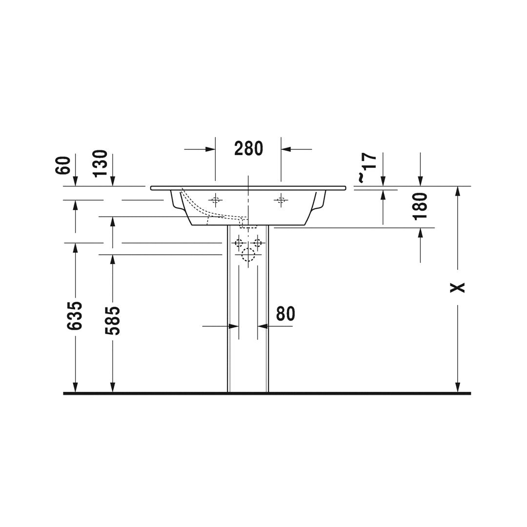 Lavamanos Para Mueble 830*490Mm C/Perforacion Me By Starc