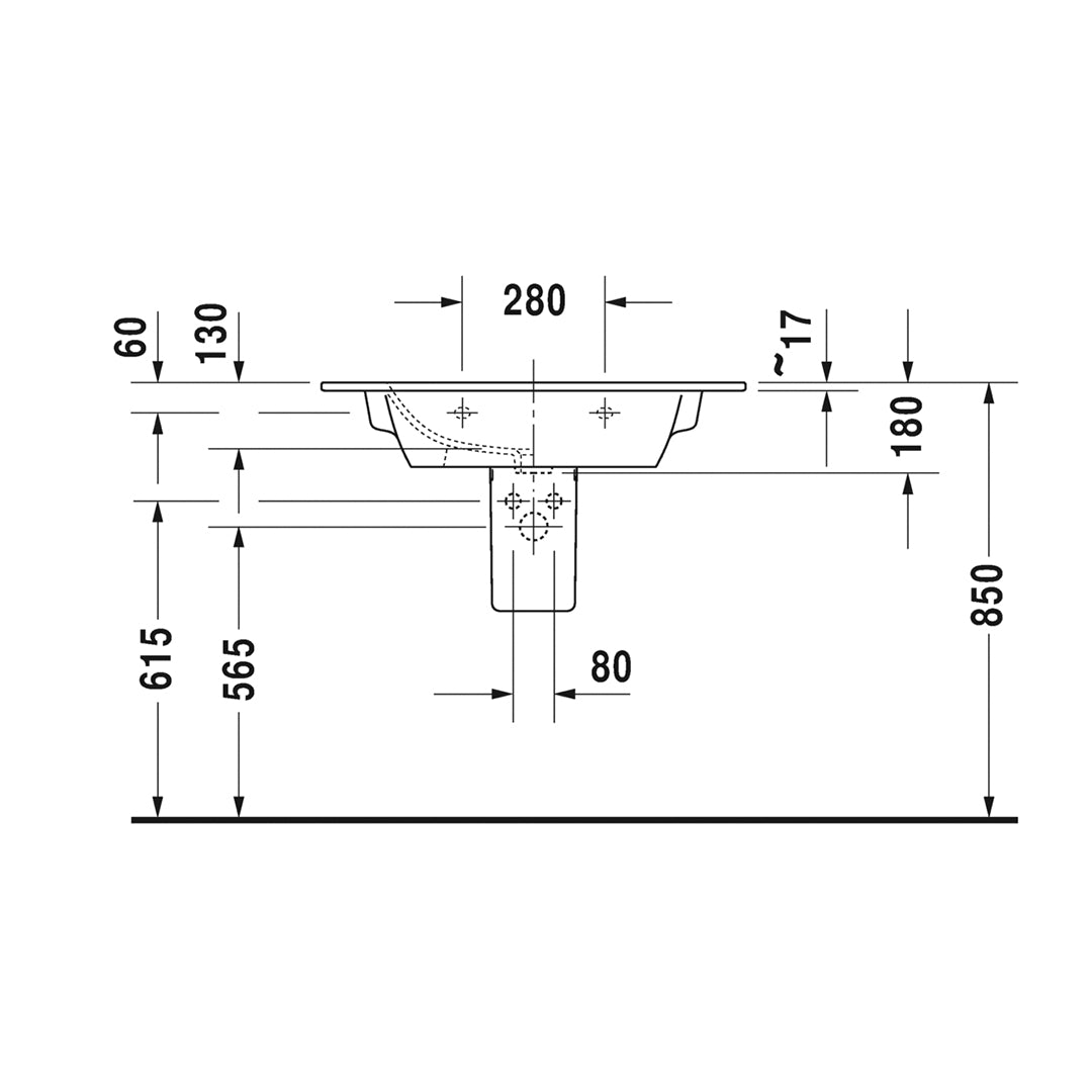 Lavamanos Para Mueble 830*490Mm C/Perforacion Me By Starc