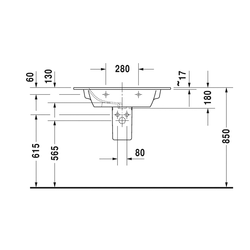 Lavamanos Para Mueble 830*490Mm C/Perforacion Me By Starc