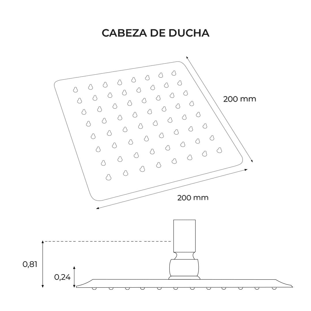 Cabeza De Ducha Cuadrada 20Cm