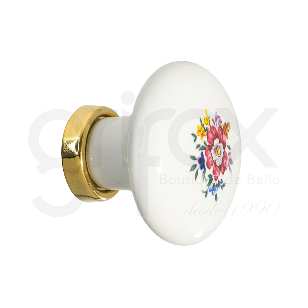 Boton Porcelana 37Mm Blanco Oro