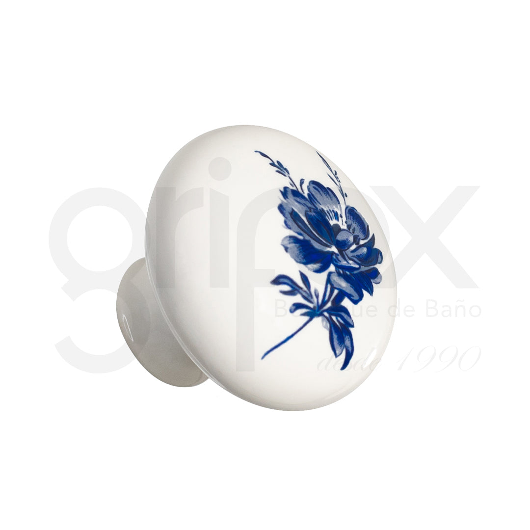 Boton Porcelana 38Mm Blanco Azul