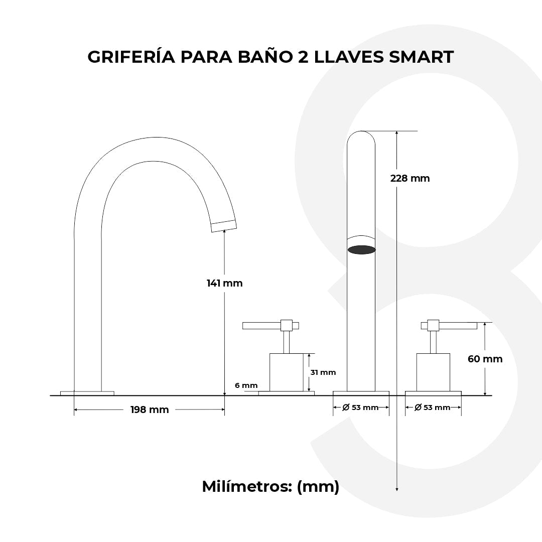 Griferia Para Baño 2 Llaves / Smart