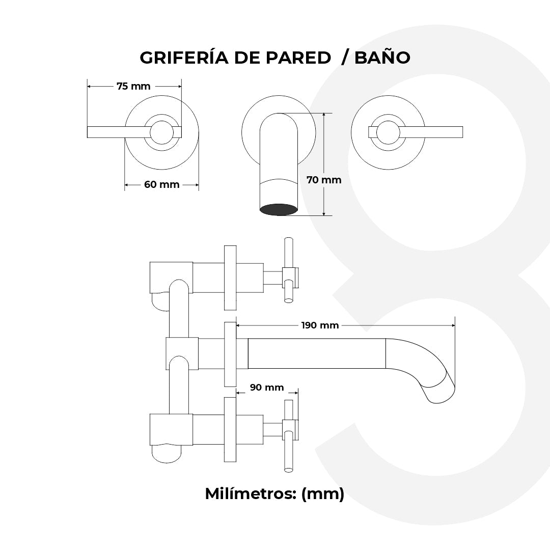 Grifería De Pared / Smart / Mando De Palanca