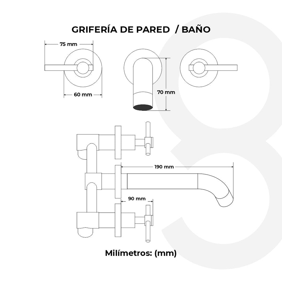 Grifería De Pared / Smart / Mando De Palanca