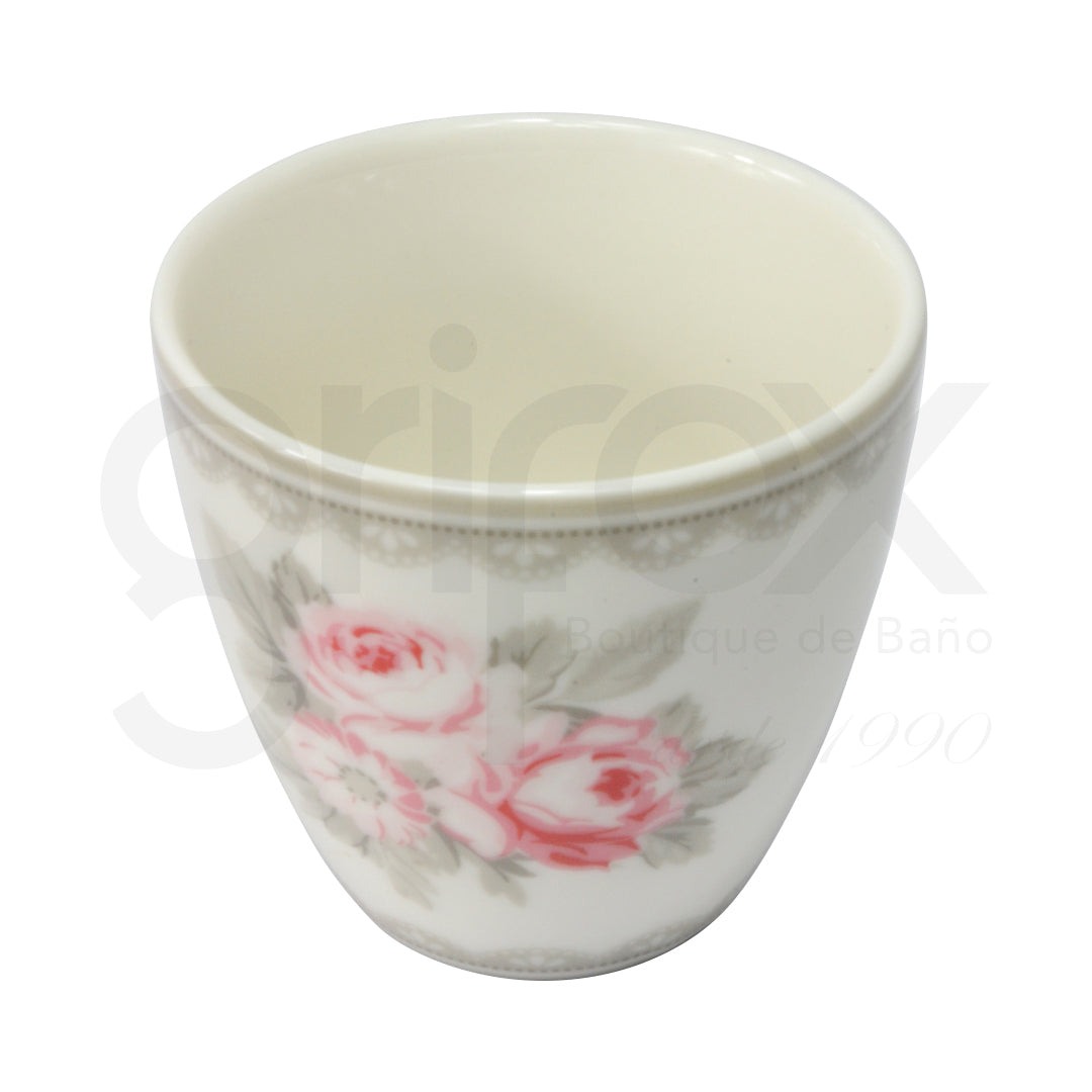 Taza Mini Blanco Rosas