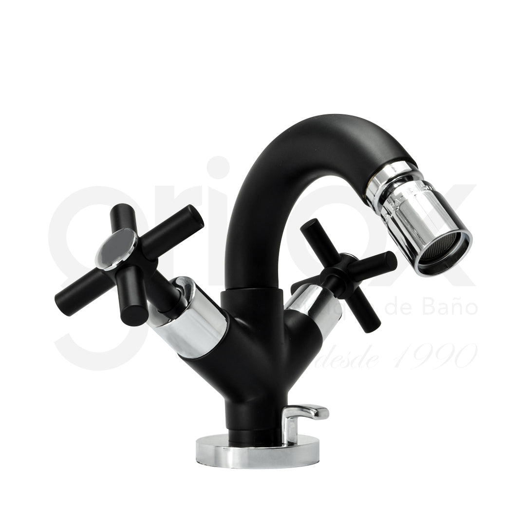 Griferia Bidet 1 Hueco Cromo Negro C/Desague