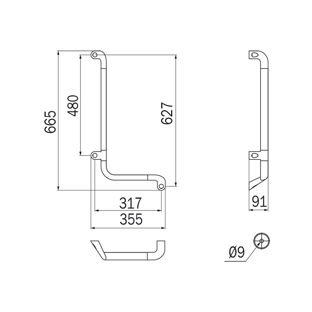 Manijon De Baño De 36X9Cmx67 Altura Derecho