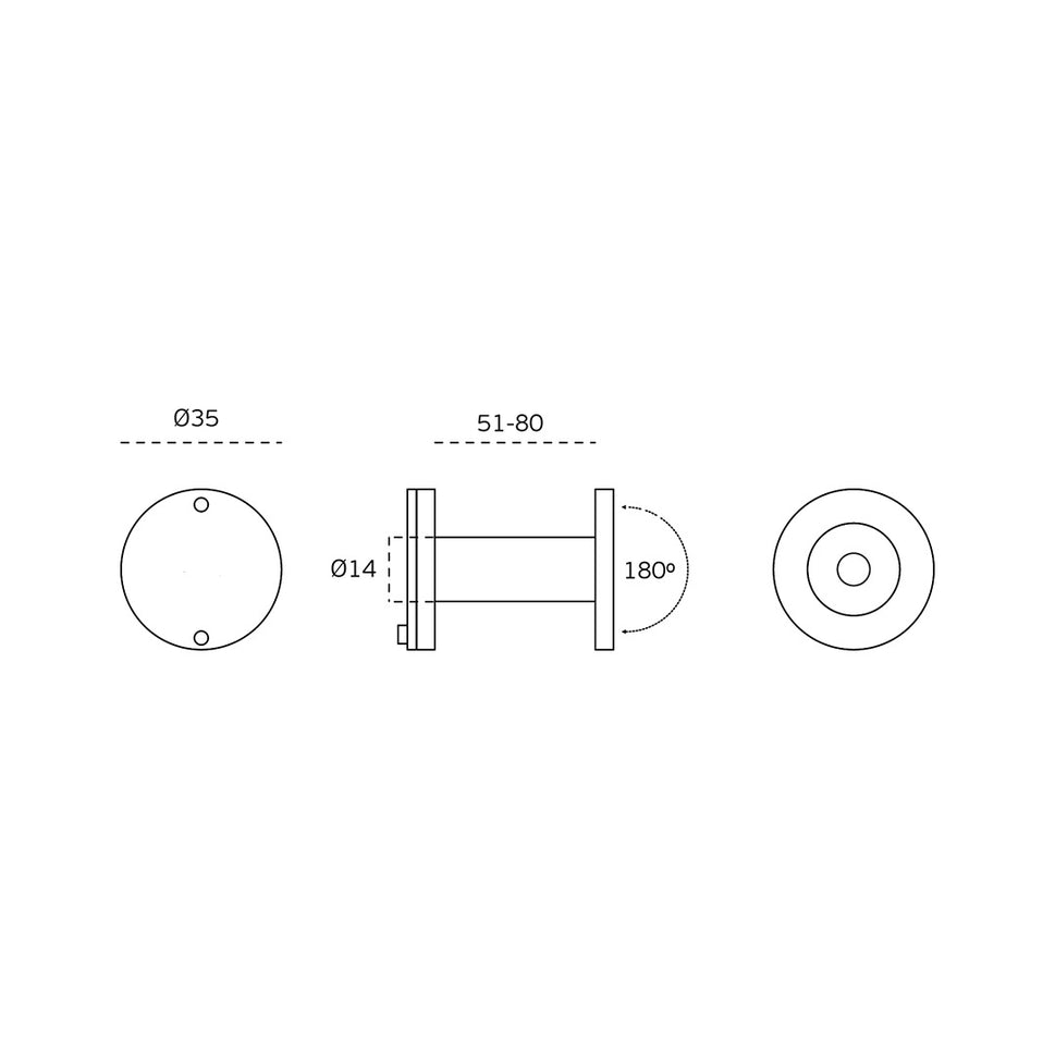 Ojo Magico Para Puerta De 51-80Mm C/Extensor