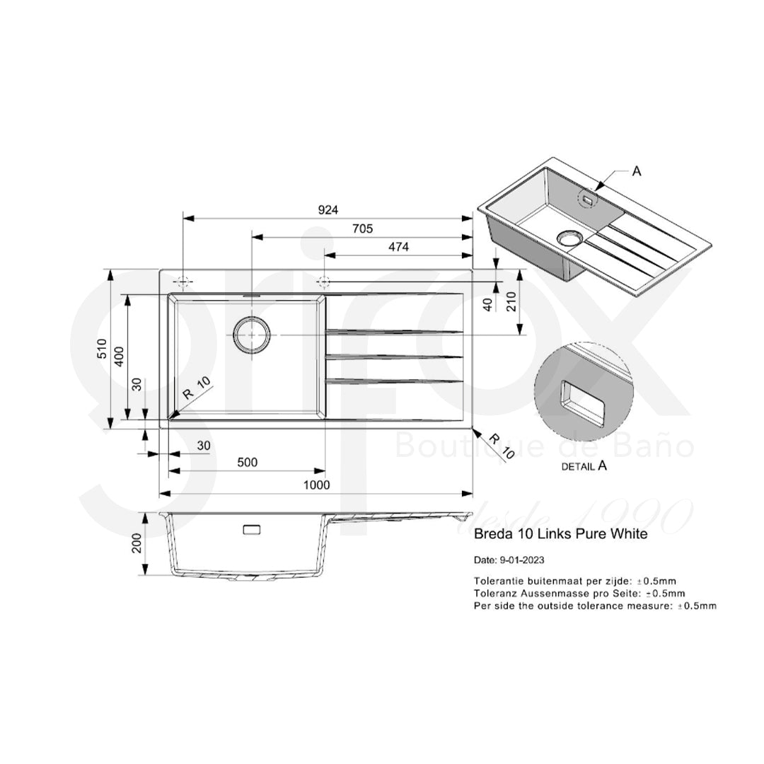 Lavaplatos Sencillo 1000*510Mm