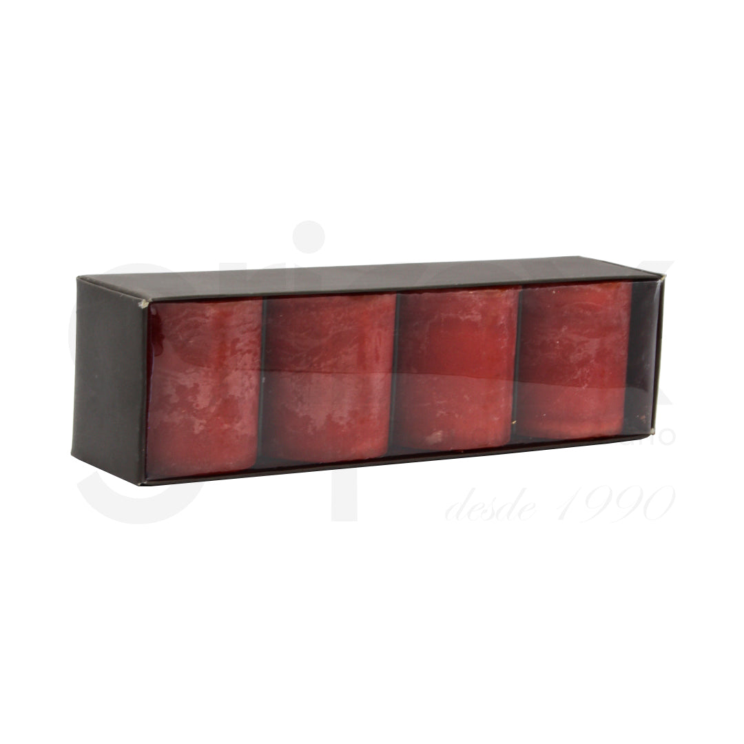 Set De 4 Velas Pequeñas Roja