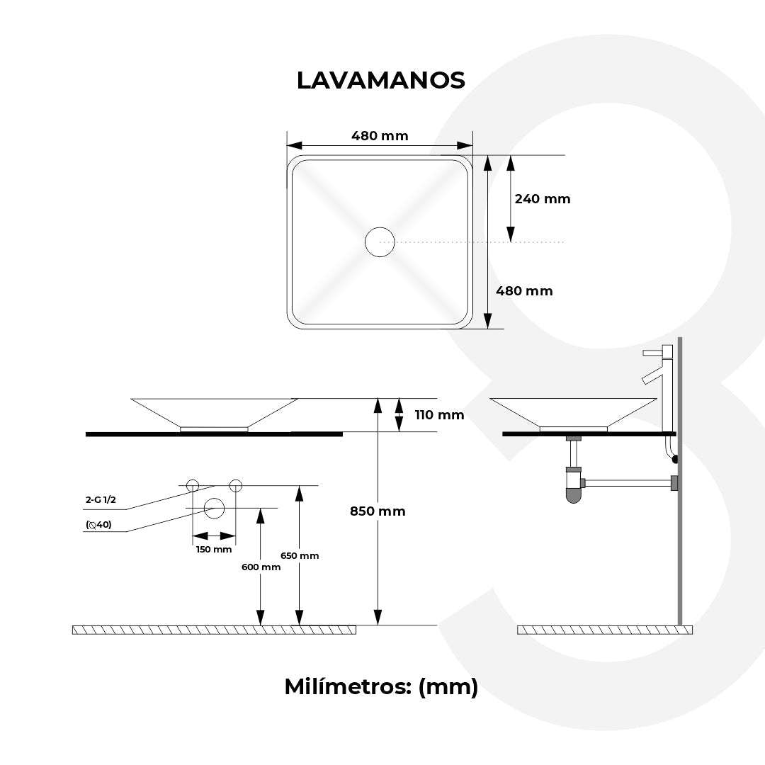 Lavamanos De Sobreponer Oslo 48