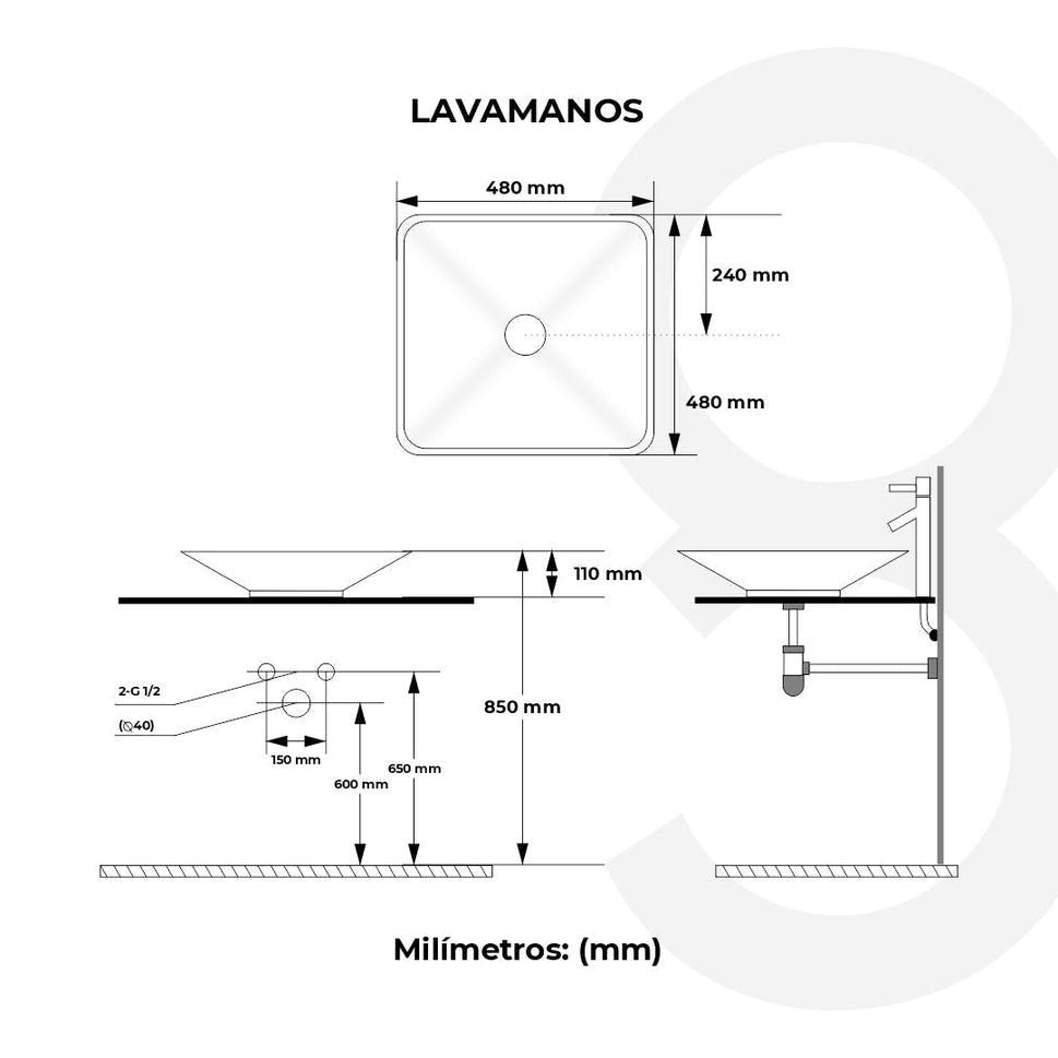 Lavamanos De Sobreponer Oslo 48