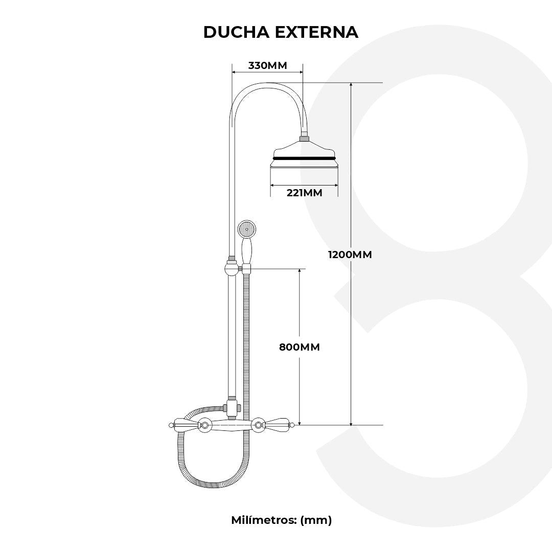 Ducha Extrerna Con Ducha De Mano Y Maneral De Cristal