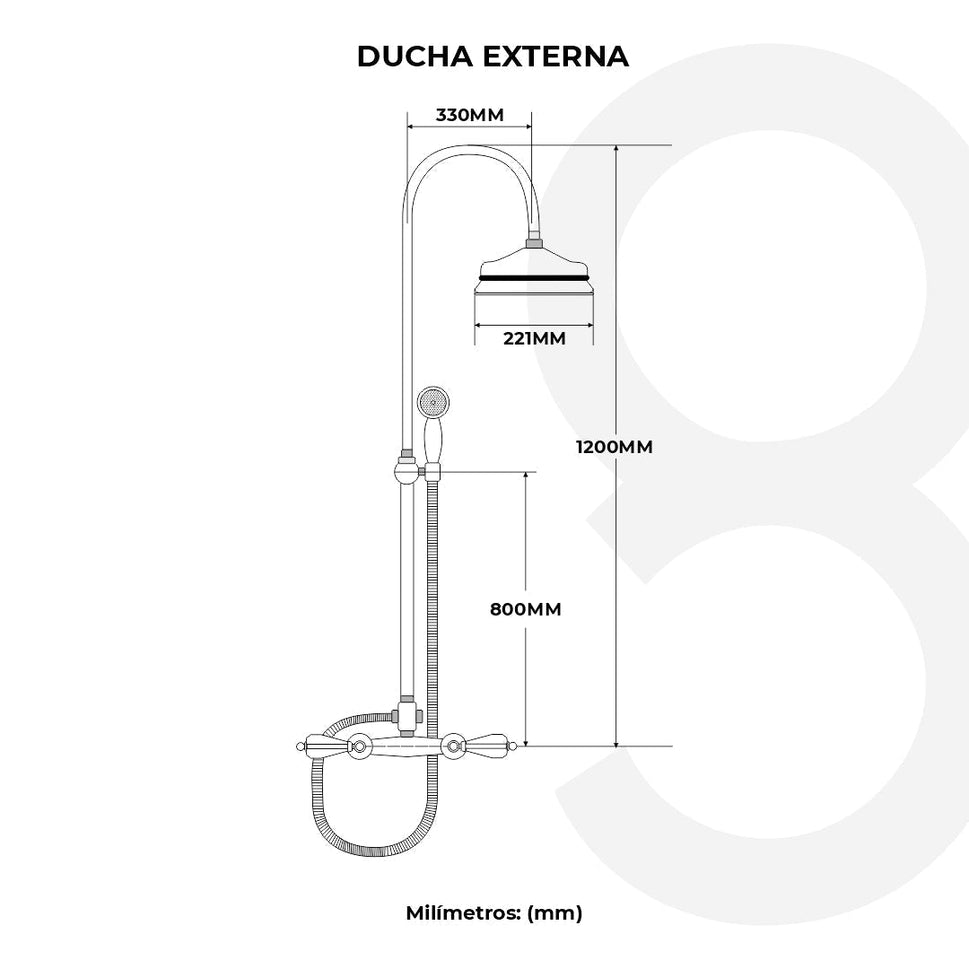 Ducha Extrerna Con Ducha De Mano Y Maneral De Cristal